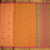 Negamam Cotton Orange Checked Thread Embossed Saree