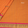 Negamam Cotton Orange Checked Thread Embossed Saree