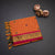 Negamam Cotton Orange Checked Thread Embossed Saree