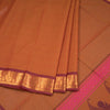 Negamam Cotton Rust Brown Checked Saree