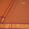 Negamam Cotton Rust Brown Checked Saree
