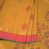 Negamam Cotton Mustard Checked Thread Embossed Saree