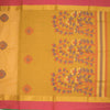 Negamam Cotton Mustard Checked Thread Embossed Saree
