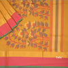 Negamam Cotton Mustard Checked Thread Embossed Saree