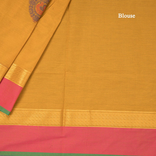 Negamam Cotton Mustard Thread Embossed Saree