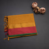 Negamam Cotton Mustard Checked Thread Embossed Saree