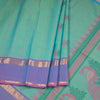 Negamam Cotton Peacock Green Checked Thread Embossed Saree