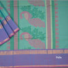 Negamam Cotton Peacock Green Checked Thread Embossed Saree