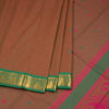 Negamam Cotton Cinnamon Brown Thread Embossed Saree