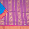 Kalyani Cotton Blue Saree With Thread Embossed Buttas And Zari Border