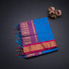 Kalyani Cotton Blue Saree With Thread Embossed Buttas And Zari Border