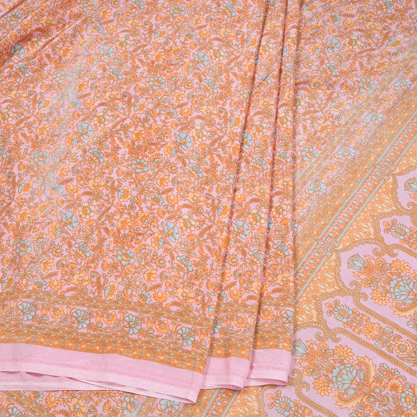 Crepe Light Pink Floral Printed Saree