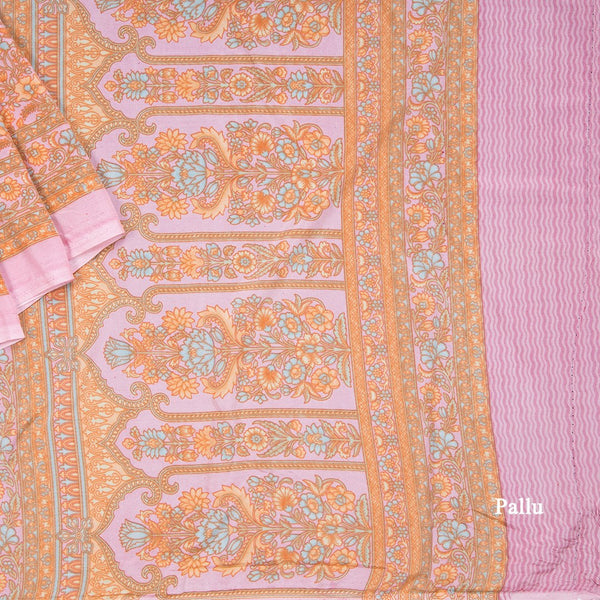Crepe Light Pink Floral Printed Saree