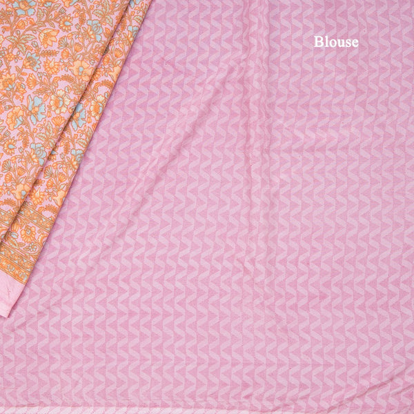 Crepe Light Pink Floral Printed Saree