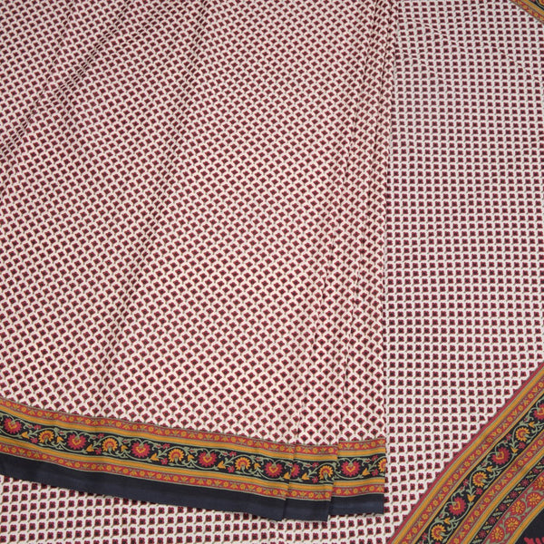 Crepe Cream Floral Printed Saree