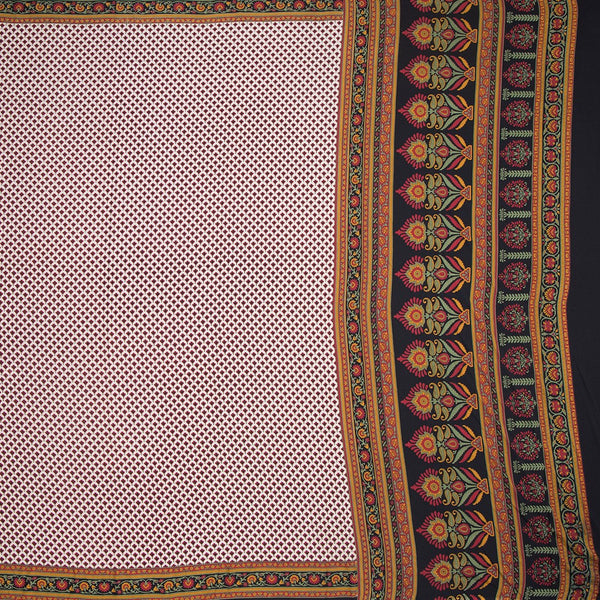 Crepe Cream Floral Printed Saree