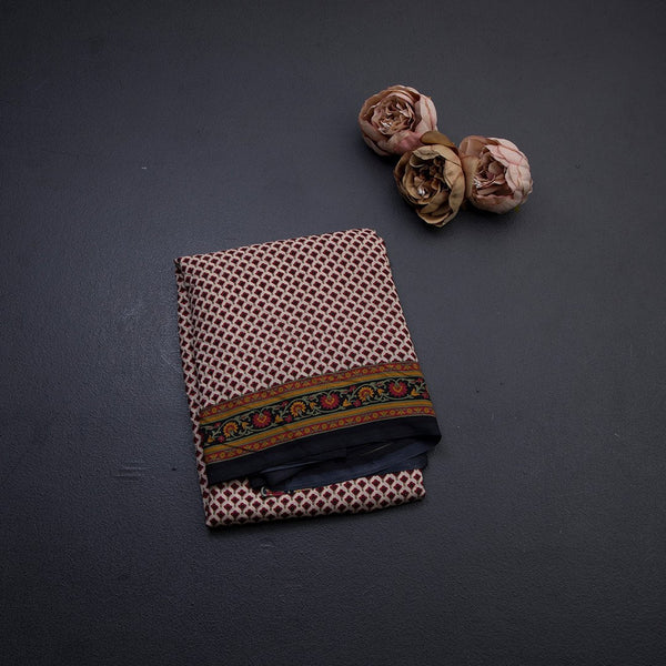 Crepe Cream Floral Printed Saree