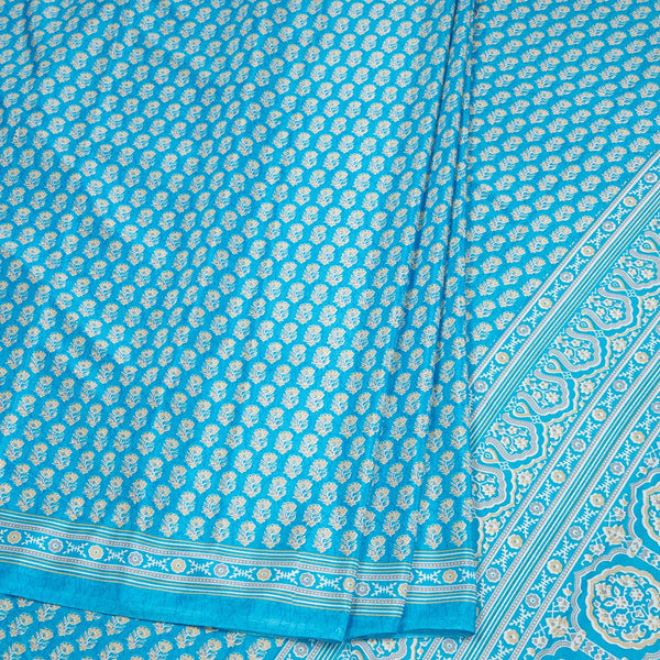 Crepe Blue Floral Printed Saree