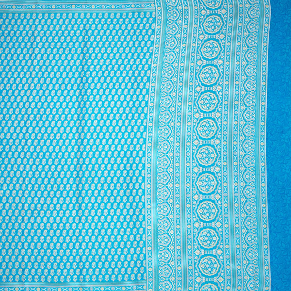 Crepe Blue Floral Printed Saree