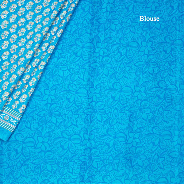 Crepe Blue Floral Printed Saree