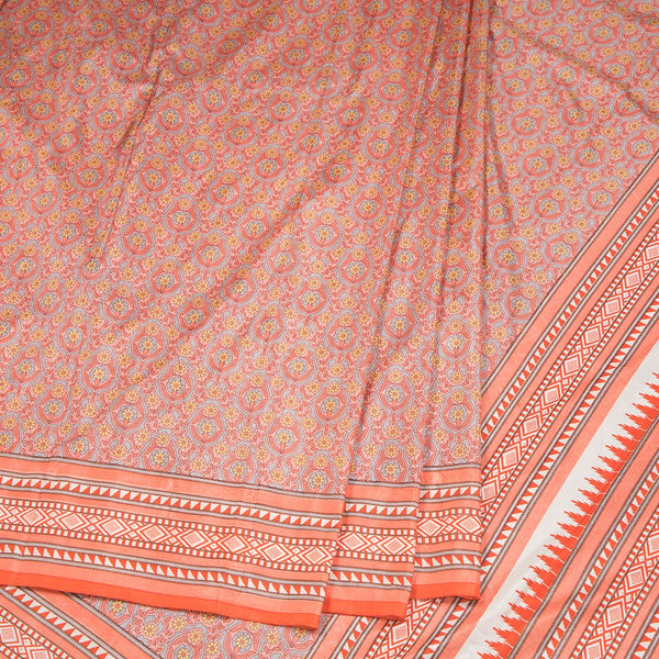 Crepe Grey Floral Printed Saree 02