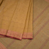 Bengali Cotton Light Golden Brown Thread Embossed Saree Without Blouse