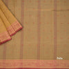 Bengali Cotton Light Golden Brown Thread Embossed Saree Without Blouse