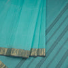 Bengali Cotton Turquoise Blue Thread Embossed Saree Without Blouse