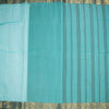 Bengali Cotton Turquoise Blue Thread Embossed Saree Without Blouse