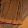 Bengali Cotton Golden Brown Thread Embossed Saree Without Blouse