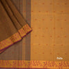 Bengali Cotton Golden Brown Thread Embossed Saree Without Blouse