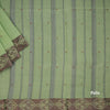 Bengali Cotton Light Green Thread Embossed Saree Without Blouse 04