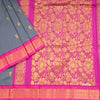 Art Silk Grey Saree With Zari Buttas And Contrast Border