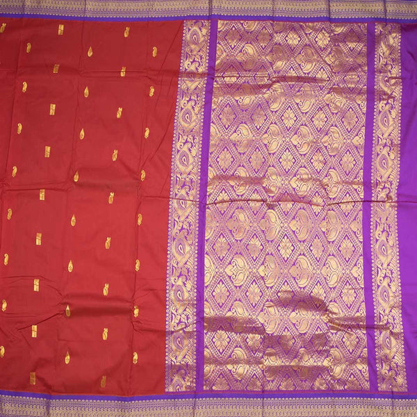 Art Silk Maroon Saree With Zari Buttas And Contrast Border