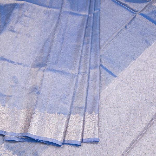 Kota Tissue Blue Saree With Zari Border