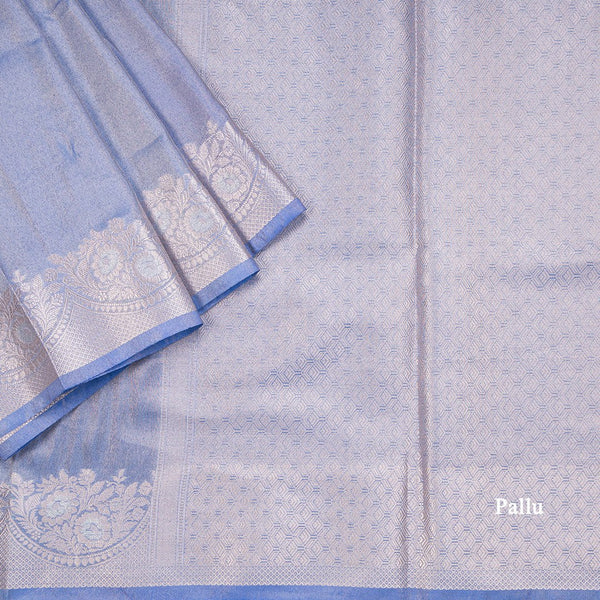 Kota Tissue Blue Saree With Zari Border