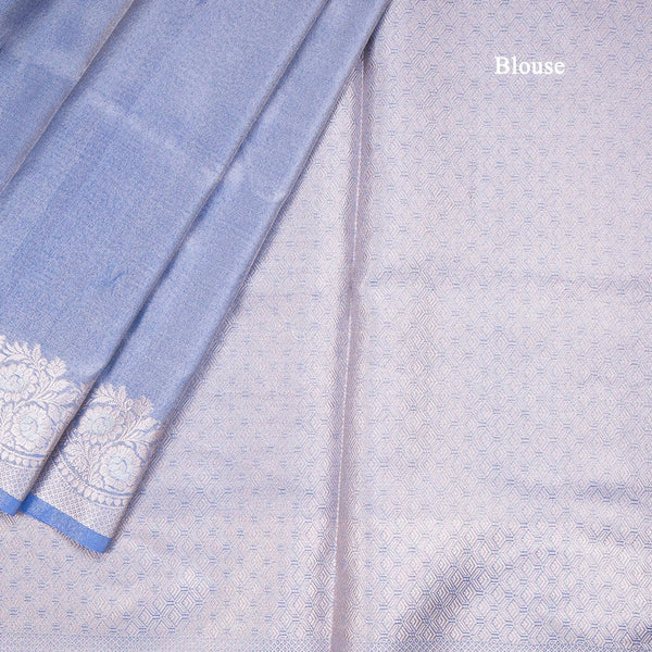 Kota Tissue Blue Saree With Zari Border