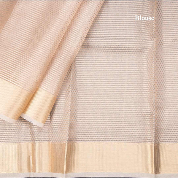 Kota Tissue Light Brown Saree With Zari Border