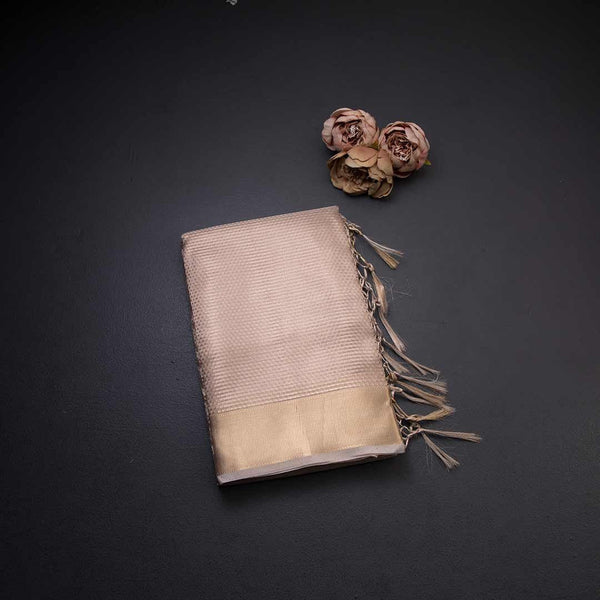 Kota Tissue Light Brown Saree With Zari Border