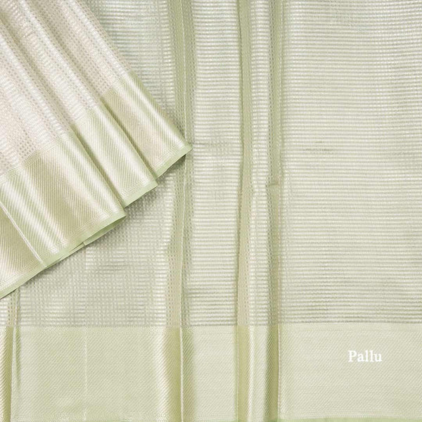 Kota Tissue Pista Green Saree With Zari Border