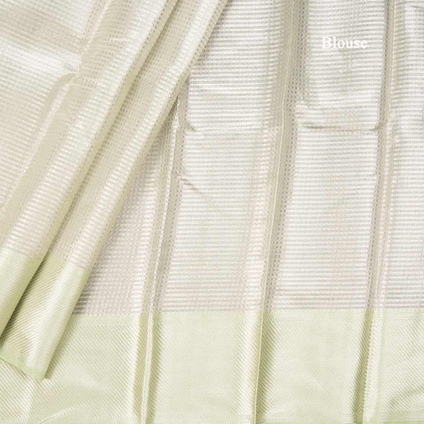 Kota Tissue Pista Green Saree With Zari Border