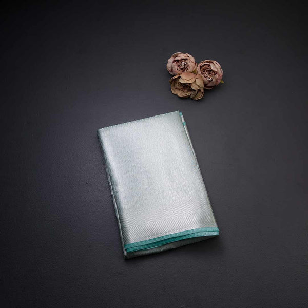 Kota Tissue Peacock Green Saree With Zari Border