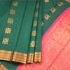 Silk Cotton Dark Green Zari Worked Saree 05