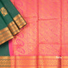 Silk Cotton Dark Green Zari Worked Saree 05