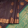 Silk Cotton Dark Brown Zari Worked Saree 04