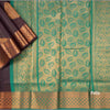 Silk Cotton Dark Brown Zari Worked Saree 04