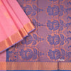 Silk Cotton Rose Pink Zari Worked Saree 04