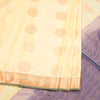 Semi Soft Silk Cream With Navy Blue Zari Worked Saree