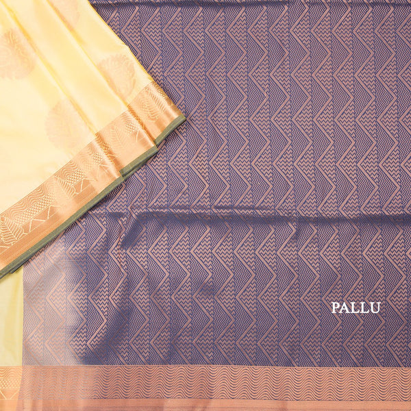 Semi Soft Silk Cream With Navy Blue Zari Worked Saree