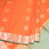 Semi Soft Silk Soild Orange With Sage Green Zari Worked Saree